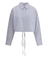Alexander Wang Cropped Striped Shirt In Lightblue