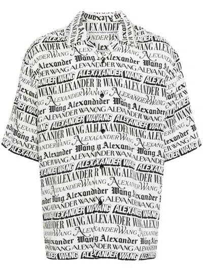 Alexander Wang Newspaper Graphic-pattern Woven Shirt In White