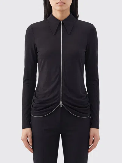 Alexander Wang Draped Back Zip Shirt In Crepe Jersey In Black