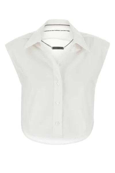 Alexander Wang Poplin Sleeveless Shirt In White