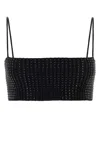 Alexander Wang Embellished Stretch Nylon Crop Top In Black
