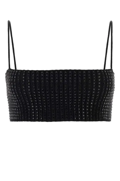 Alexander Wang Crystal Hotfix Detailed Bandeau Bra In Black