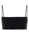 Alexander Wang Embellished Stretch Nylon Crop Top In Black