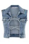Alexander Wang Tied Front Vest Vintage Light Indigo In Blue