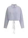 Alexander Wang Cropped Striped Shirt In Blue