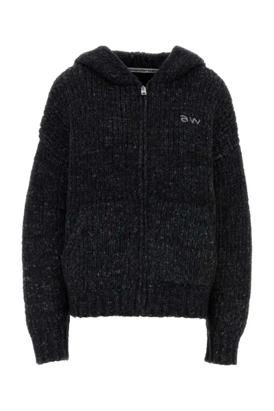 Alexander Wang Oversized Hooded Sweatshirt In Wool Blend In Blue