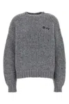 Alexander Wang Women Melange Grey Wool Blend Oversize Sweater In Gray