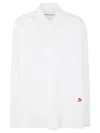 Alexander Wang Button Up Boyfriend Shirt In Compact Cotton With Apple Logo Patch In White
