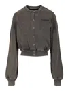 Alexander Wang "shrunken Snap" Cardigan In Gray