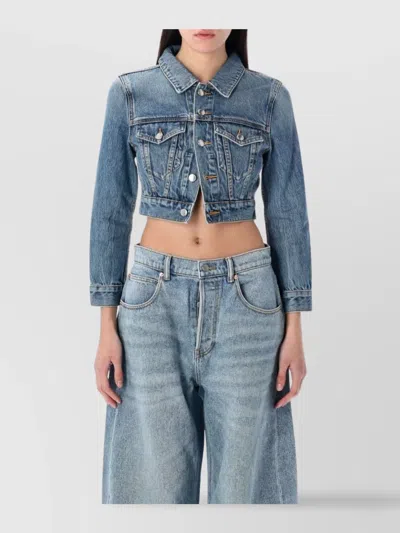Alexander Wang Shrunken Trucker Cardi In Denim In Blue