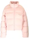 Alexander Wang Logo Print Cropped Puffer Jacket - Women's - Polyester/elastane/feather In Rose