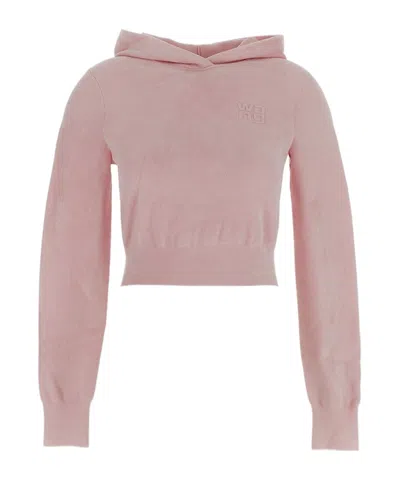 Alexander Wang Short Hooded Sweater In Nude