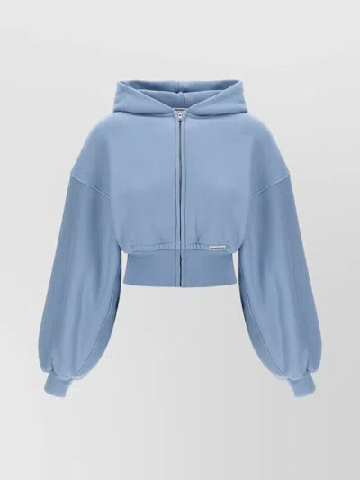 Alexander Wang Short Hooded Top Long Sleeves In Blue
