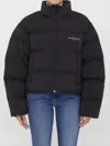 Alexander Wang Short Puffer Jacket With Logo In Black