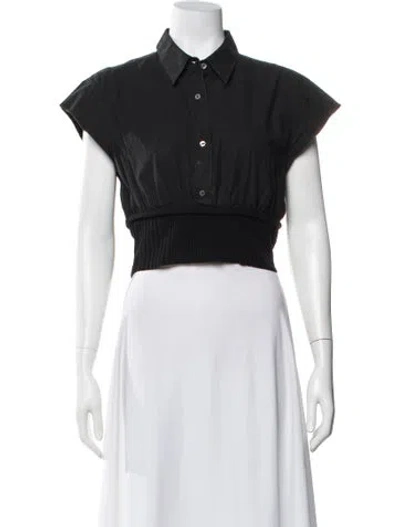 Pre-owned Alexander Wang Short Sleeve Button-up Top In Black