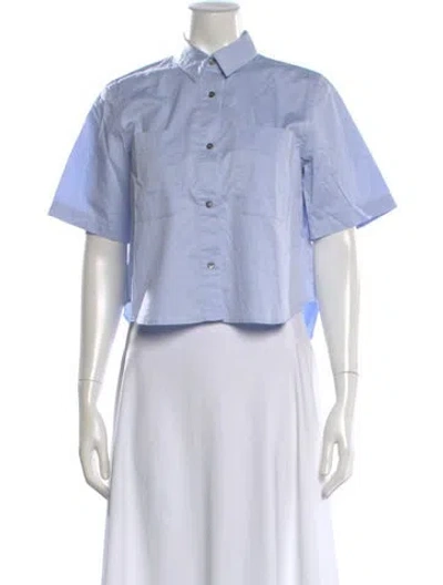 Pre-owned Alexander Wang Short Sleeve Button-up Top In Blue