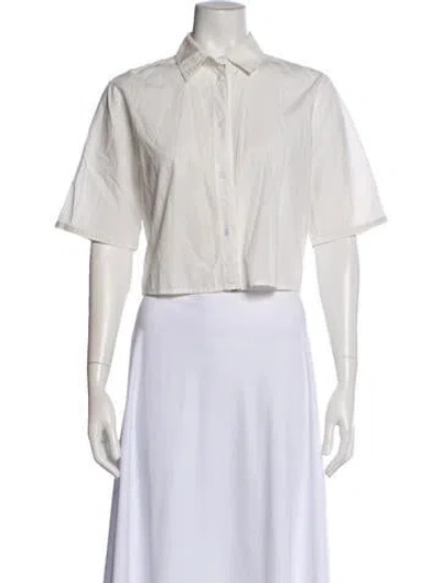 Pre-owned Alexander Wang Short Sleeve Button-up Top In White