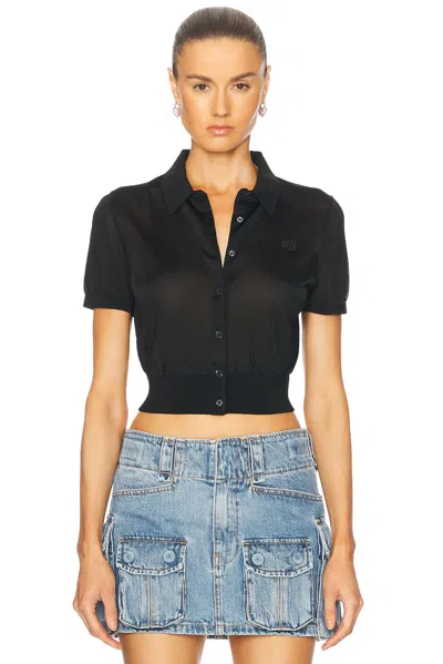 Alexander Wang Short Sleeve Cardigan In Black