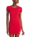 Alexander Wang Short Sleeve Crewneck Dress In Barberry