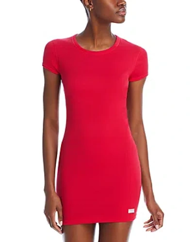 Alexander Wang Short Sleeve Crewneck Dress In Barberry