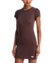 Alexander Wang Short Sleeve Crewneck Dress In Chocolate