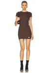 Alexander Wang Short Sleeve Crewneck Dress In Chocolate Brown
