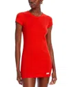 Alexander Wang Short Sleeve Crewneck Dress In Fiery Red