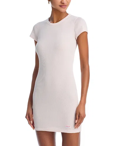 Alexander Wang Short Sleeve Crewneck Dress In Pearl Pink