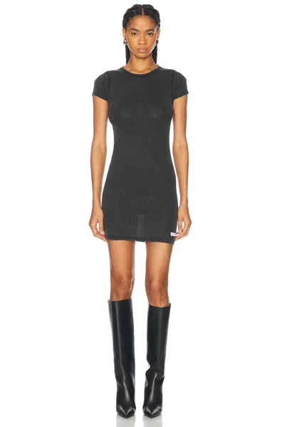 Alexander Wang Short Sleeve Crewneck Dress In Washed Black