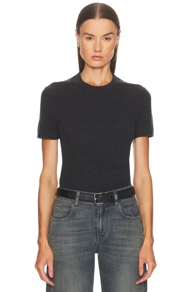 Alexander Wang Short Sleeve Crewneck Knit Logo Tee In Gray