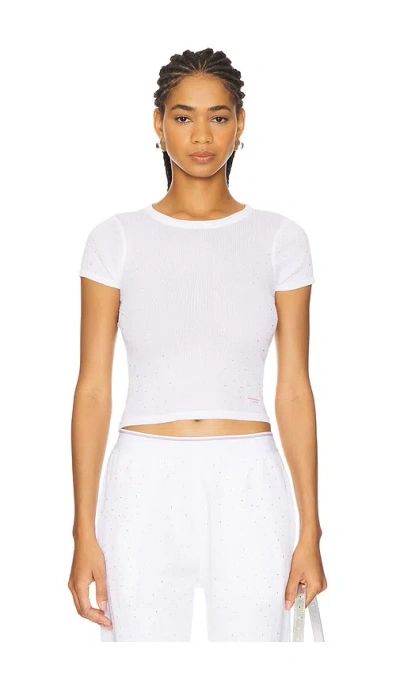 Alexander Wang White Ribbed T-shirt In 100 White
