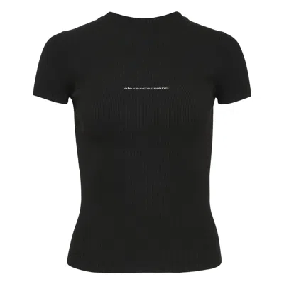 Alexander Wang Short Sleeve Crewneck Top In Black