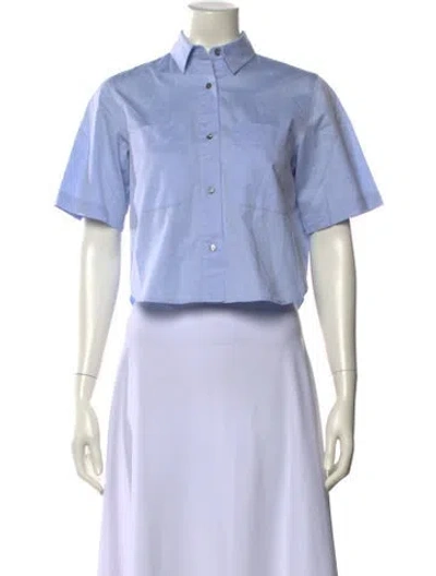 Pre-owned Alexander Wang Short Sleeve Crop Top In Blue