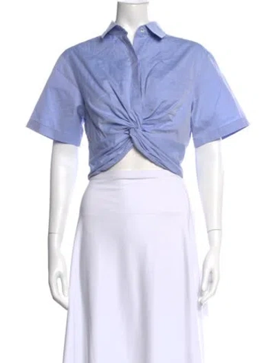 Pre-owned Alexander Wang Short Sleeve Crop Top In Blue