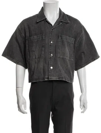Pre-owned Alexander Wang Short Sleeve Denim Shirt In Grey