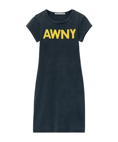Alexander Wang Short Sleeve Dress In Black