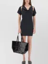Alexander Wang Short Sleeve Fitted Dress With Cowl Neckline In Black