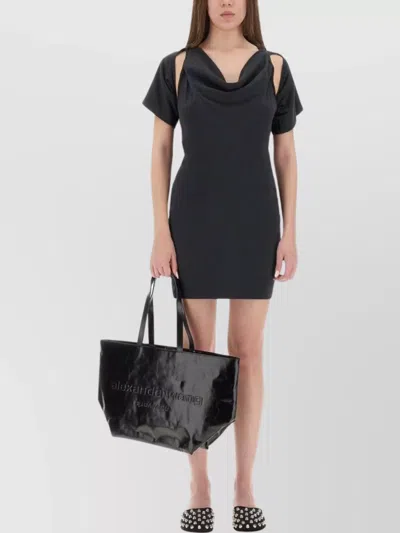 Alexander Wang Short Sleeve Fitted Dress With Cowl Neckline