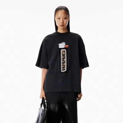 Oversized Plain Knit Short-sleeved T-shirt With Lighter Pattern In Multi from ALEXANDER WANG