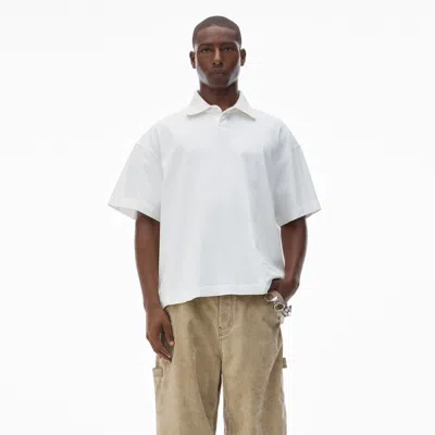 Alexander Wang 's Short-sleeve Polo Tee In Cotton Jersey In Vintage White