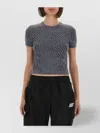 Alexander Wang Short Sleeve Round Neck Cropped Top In Gray