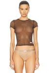 Alexander Wang Short Sleeve Tee In Chocolate Brown