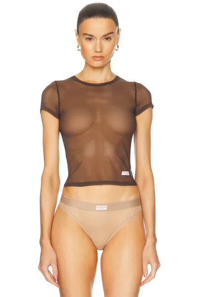 Alexander Wang Short Sleeve Tee In Chocolate Brown