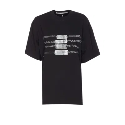 Alexander Wang Short Sleeve Tee W/ Chain Graphic In Black