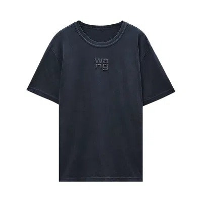 Pre-owned Alexander Wang Short-sleeve Tee With Hotfix Logo 'washed Black' | Women's Size L