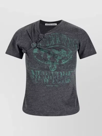 Alexander Wang Short Sleeve Top With Graphic Knot Detail In White