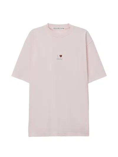 Alexander Wang Short Sleeve T-shirt W/ Valentines Graphic In Pink