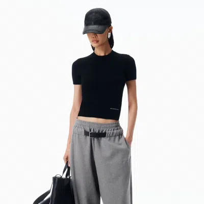 Alexander Wang Short Sleeve Wool Tee In Black