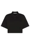Alexander Wang Short Sleeved Cropped Polo T-shirt In Black