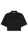 Alexander Wang Cropped Polo Collar Top In Black